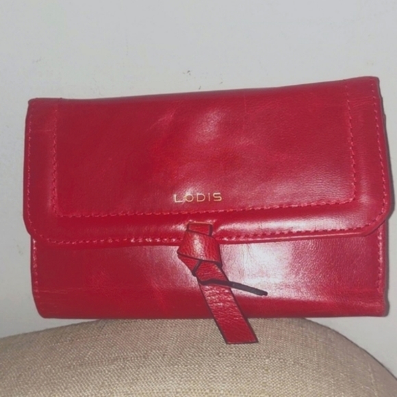 LODIS Elia Flap Leather Compact Medium Wallet Red Samba - Picture 1 of 13